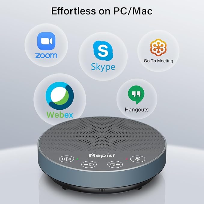 USB Speakerphone,Conference Microphone for Home Office, Omnidirectional Desktop PC Speaker with 360° Voice Pickup, Noise Cancelling, Plug & Play for Zoom/Teams/Skype, Webinar,Online Classes