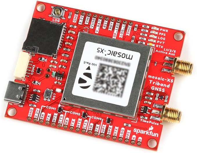 SparkFun Triband GNSS RTK Breakout - Mosaic-X5 high-Precision GNSS Receiver, with SD Capabilities and USB-2.0, MultiBand GPS Antenna, Board Dimensions: (Inches) 2.50 x 2.00