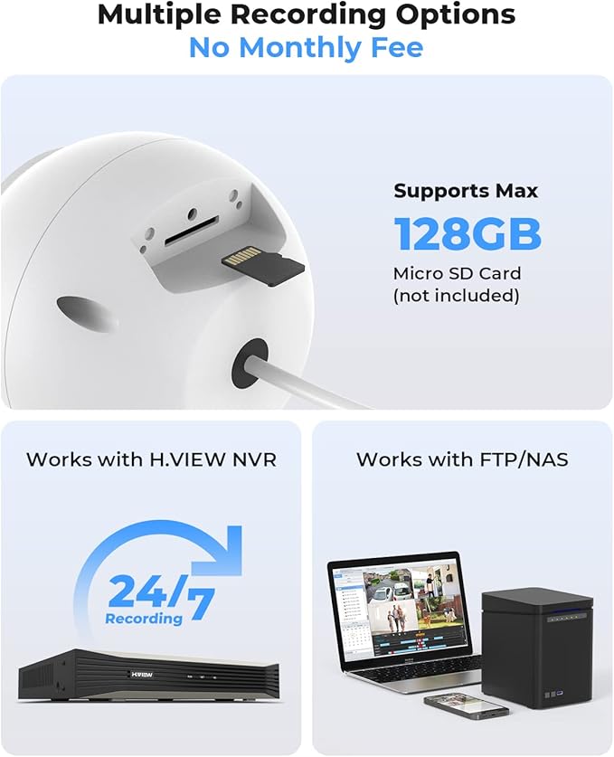 (Hikvision Compatible) H.VIEW 5MP Outdoor POE Camera Dome Turret IP Security Camera, 100ft IR Night Vision, 2.8mm Fixed lens, H.265+ IP PoE Outdoor Camera, RTSP,RTMP WDR,Support SD Card