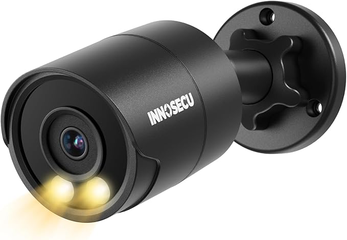 PoE Camera 4MP, Outdoor IP67 Bullet Security IP Camera, Smart Dual Light Full Color Night Vision, Built-in Mic, 2.8m Lens 110° Angle Viewing, Human/Vehicle Detection, INB4FD38F-B (Black)