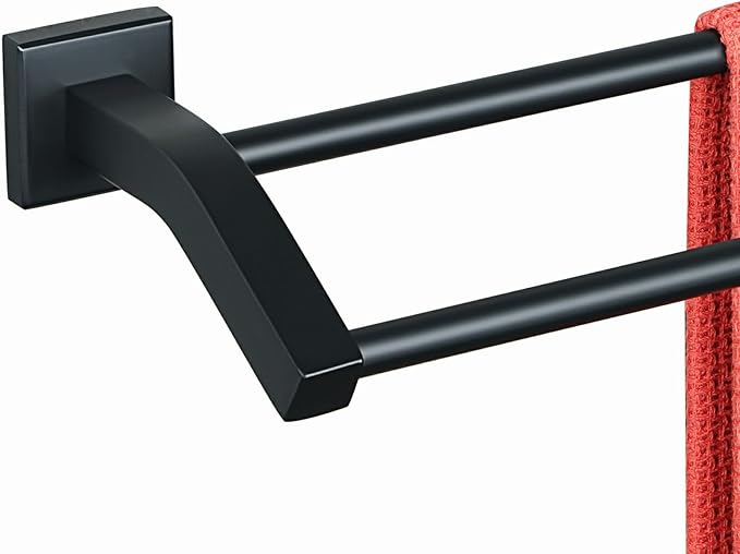 Alise Double Bath Towel Bars Towel Racks for Bathroom,Wall Mount Towel Holder Heavy Duty SUS304 Stainless Steel Towel Hanger Rail,GK9700-B Matte Black,28-Inch