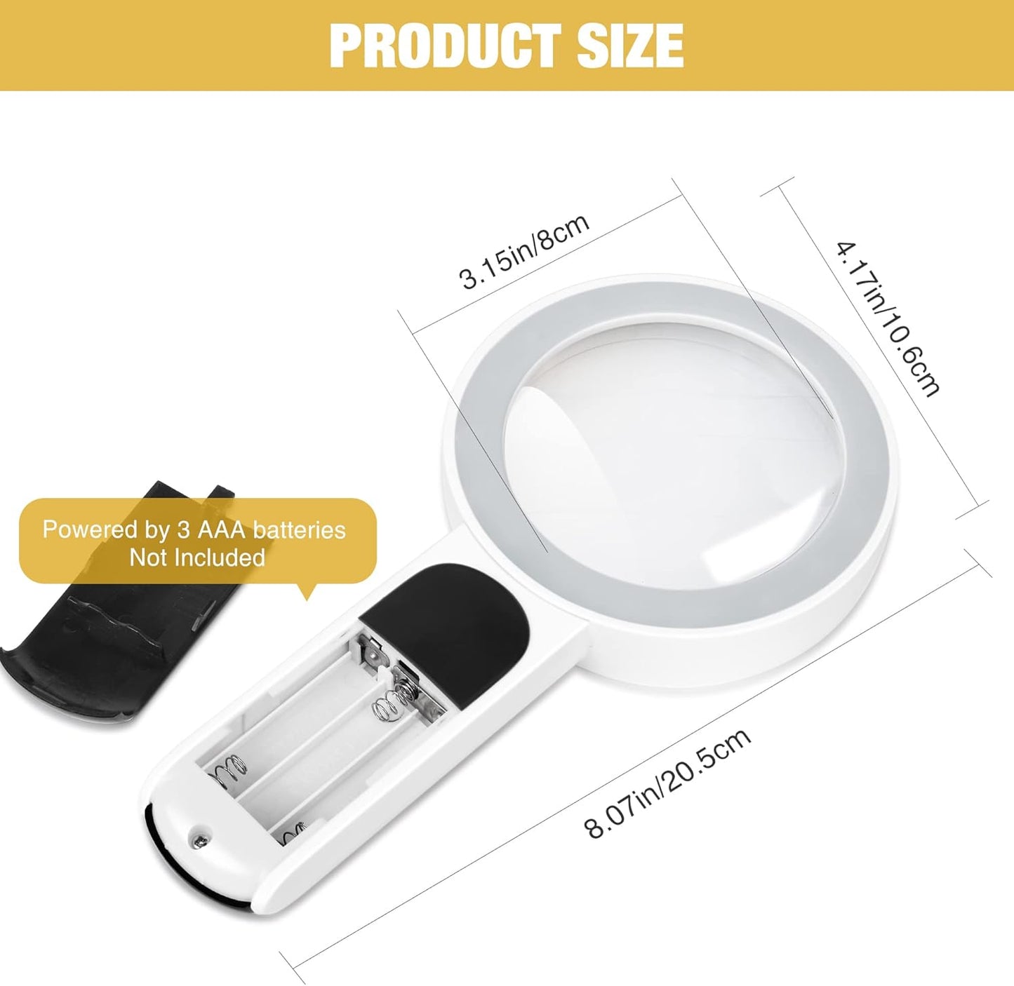 Magnifying Glass with Light, 30X Handheld Large Magnifying Glass 18LED Cold and Warm Light with 3 Modes, Illuminated Lighted Magnifier for Seniors Reading, Inspection, Coins, Jewelry, Exploring
