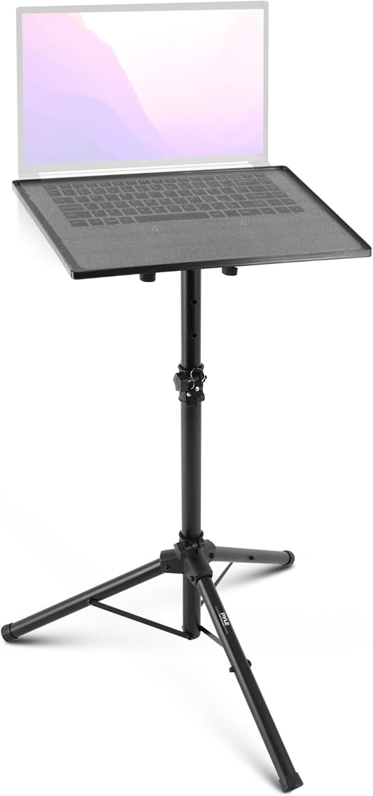 Pyle Universal Laptop Projector Tripod Stand - Adjustable Computer, DJ Equipment Holder Mount with 14'' x 11'' Plate, Height Adjustable 22 to 35 Inches - Portable for Stage, Studio,Home,and Office Use