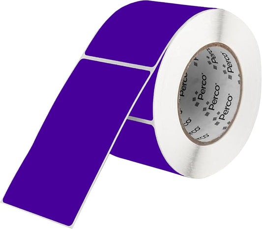 Perco Purple Labels 3x5 Inch 500 Stickers/Roll with Easy Peel Perforation and Strong Adhesion for Inventory Management, Color Coding, Moving Boxes, Retail, Organizing & Crafts â Made in USA
