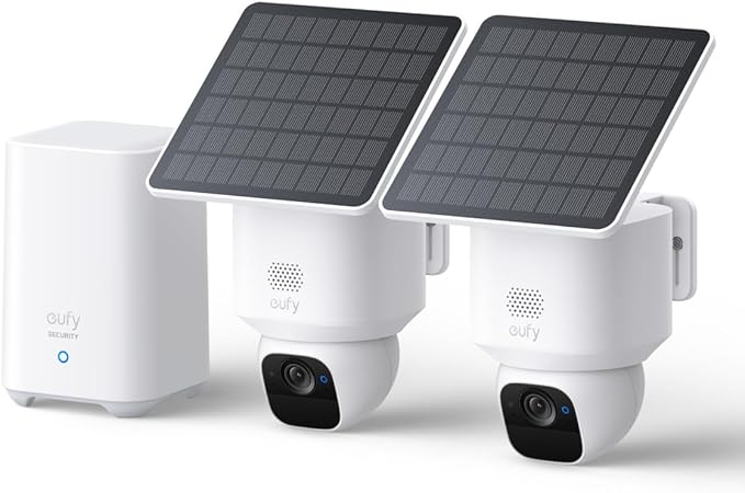 eufy Security SoloCam E30, 2-Cam Kit, Security Cameras Wireless Outdoor, Solar Camera Outdoor Wireless, 360° Pan, AI Tracking, 2K Clarity, No Monthly Fee (Renewed)