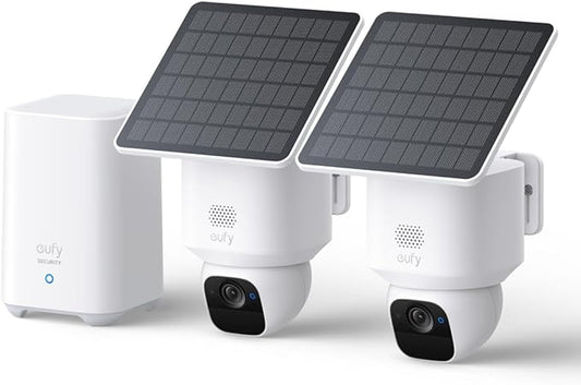 eufy Security SoloCam E30, 2-Cam Kit, Security Cameras Wireless Outdoor, Solar Camera Outdoor Wireless, 360° Pan, AI Tracking, 2K Clarity, No Monthly Fee (Renewed)