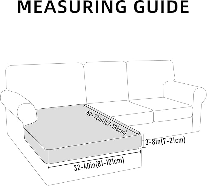 hyha Waterproof Sectional Couch Covers, Non Slip Sofa Couch Cushion Covers L Shape, Thick Stretch Jacquard Fabric, Washable Sofa Slipcovers with Elastic Bottom (1 Piece for Chaise XL, Camel)