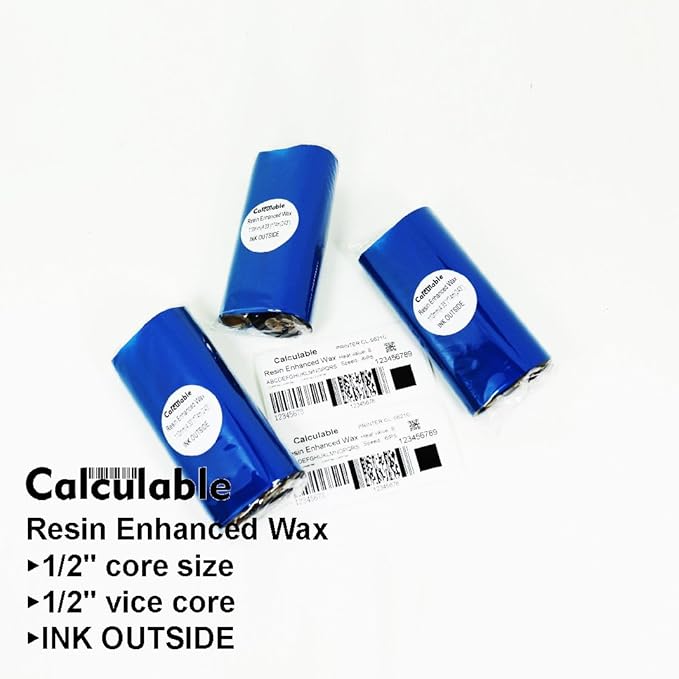3Count 4.33" x 243' (110mmx74m) Resin Enhanced Wax 1/2" Core Thermal Transfer Wax Ribbon for Label, Tag & Barcode Printing for Zebra,TEC,DATAMAX,INTERMEC,Avery,Citizen,SATO,TSC,GODEX,ARGOX