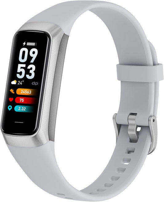 Fitness Tracker Activity Tracker Smart Watch 1.10''AMOLED Touch Color Screen,Smart Watch with 24/7 Blood Oxygen Heart Rate,Sleep Monitor,IP68 Waterproof,Step Counter Health for Women Men (Gray)