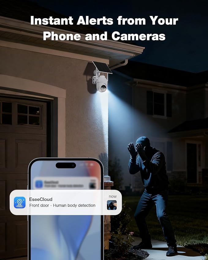 SEHMUA Security Cameras Wireless Outdoor-2-cam-kit, No Monthly Fee, Solar Powered, Color Night Vision, 360° PTZ, 4MP Live View, Centralized Viewing, 2.4G&5G Router Compatible for Security System
