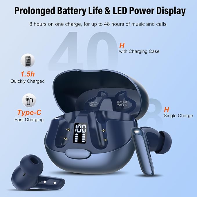 AI Language Translation Earbuds, 3-in-1 Translator Earbuds Real Time with 7 Translation Modes, with Audio and Video Call, 164 Language Bluetooth 5.3 Headphones Translating Device, Dark Blue