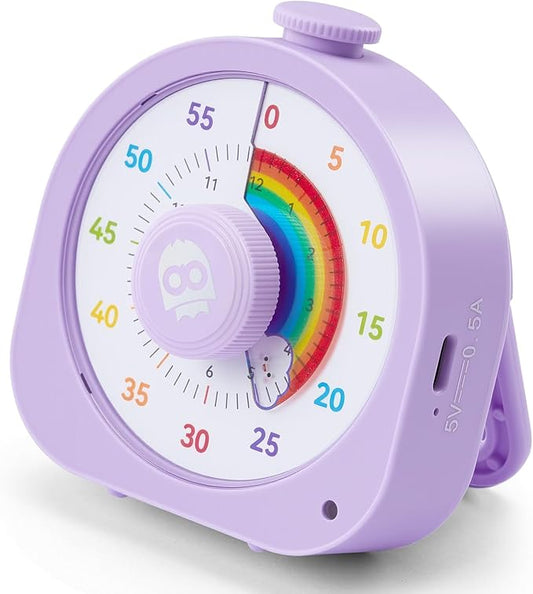 Visual Timer â Rainbow Magnetic Timer for Classroom, 60min/12h Rechargeable Countdown Timers, Silent Pomodoro Timers for Kids & Adults with ADHD