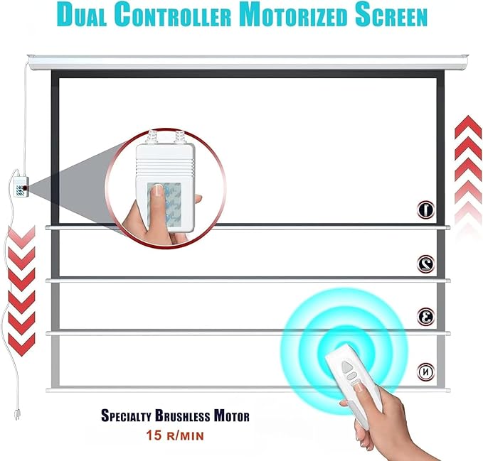 110" Motorized Projector Screen, Electric 4:3 Projector Screen with Remote Control, Indoor/Outdoor HD Movie Screen, Wall/Ceiling Mounted, Perfect for Home Office Theater TV, White