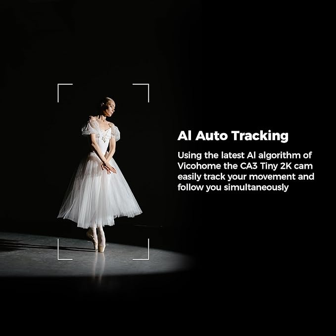 Sovmiku CA3 AI Auto Tracking Mini 2K Security Camera Wireless Outdoor, Two-Way Audio, Easy to Setup, 9.8Ft Power Cable,360° View, Color Night Vision, Audible Flashlight Alarm, 180 Days Exchange Policy