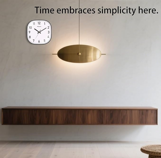 Small Wall Clock, 8 Inch Silent Non Ticking Battery Operated Clock, Square Analog Decorative Wall Clocks for Bedroom Living Room Office Home Gym Porch Decor Indoor Outdoor Clocks, Black