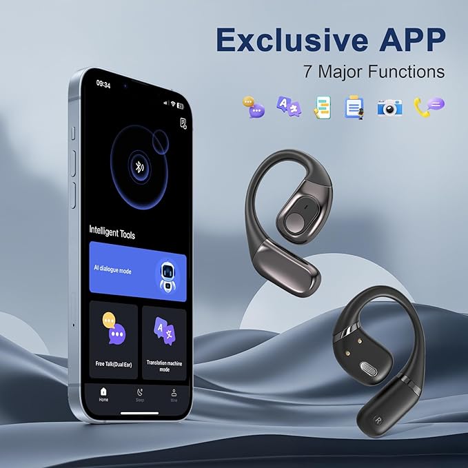 AI Translation Earbuds Real Time, 3-in-1 Translator Earbuds 164 Languages & Accents, Audifonos Traductores Inglés Español,Open Ear Wireless Headphones with Charging Case fit iOS & Android