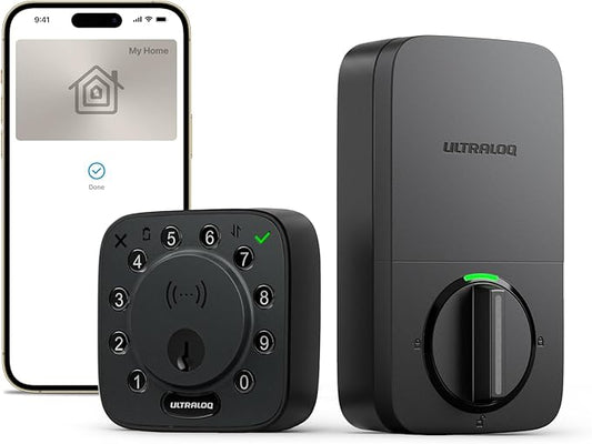 ULTRALOQ Bolt NFC Smart Deadbolt Lock for Front Door, Tap to Unlock with Apple Home Key and Android NFC Built-in Wi-Fi, App Control, Auto-Lock, Works with HomeKit, Alexa, Dual Battery, BHMA Certified