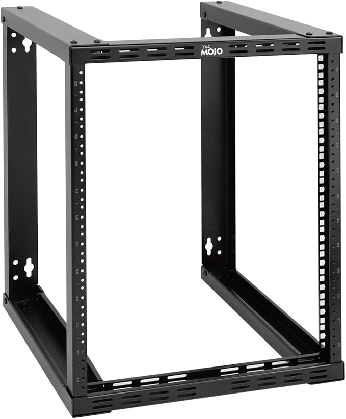 Tecmojo 12U Wall Mount Rack, Wall Mount Network Rack 15.8in Depth, Open Frame Server Rack for 19in IT/AV/Data/Home Equipment, Black