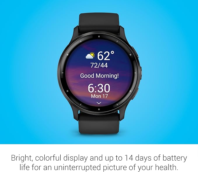 Garmin Venu 3 Running GPS Smartwatch with AMOLED Display, Advanced Health, Fitness Features, Up to 14 Day Battery Life with Signature Power Bundle | Slate with Black Silicone Band