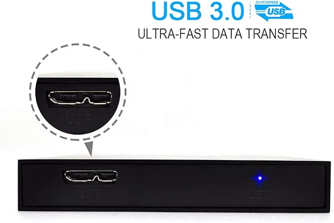 2.5'' HDD 250GB Ultra Slim Portable External Hard Drive USB3.0 Storage for Xbox One Console, PC, Laptop, MacBook (Silver)