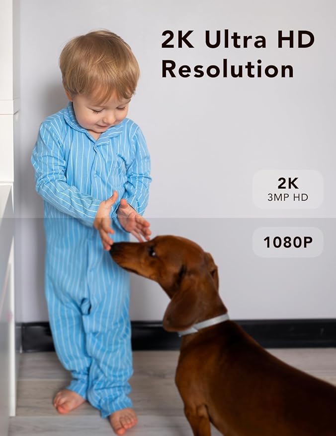 2K Security Camera, Outdoor/Indoor for Home, Pet, Baby, Nanny, IP65 Wterproof Color Night Vision, White Light & Siren, Recording, Motion Detection, Compatible with Alexa,White-2P
