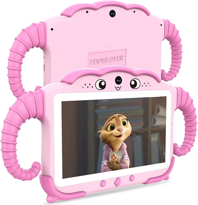 Kids Tablet 7IN Toddler Tablets for Kids 3-7, Tablet for Toddlers Learning 32GB with Touch Screen Educational Games, GMS, Parent Controls, WiFi Edition Tablets for Child Boy Girl (Pink)
