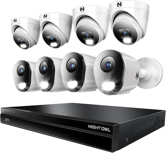 2-Way Audio 32 Channel 12MP NVR with 8TB HDD and 8 Wired IP 4K Deterrence Cameras - 4 Bullet 4 Dome