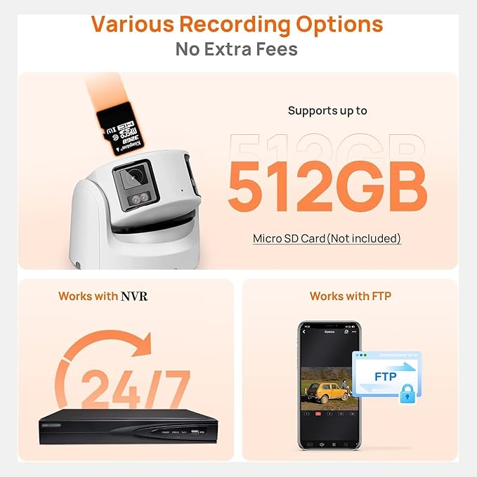 DS-2CD2387G2P-LSU/SL 4MM 8MP 4K Panoramic PoE IP Camera, Color-Vu,Human/Vehicle Detection, with Dual Lens, 180° Filed of View,Colorful Night vision, SD Card Slot support 512GB International Version