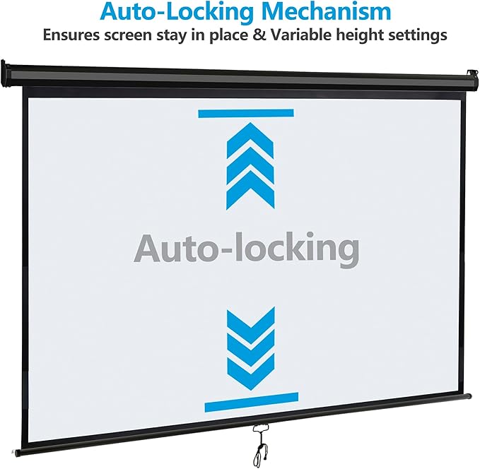SUPER DEAL 80'' 16:9 HD Projection Screen Foldable Anti-Crease Portable Projector Movie Screen Manual Pull Down for Home Theater Presentation Education Outdoor Indoor Public Display, Black