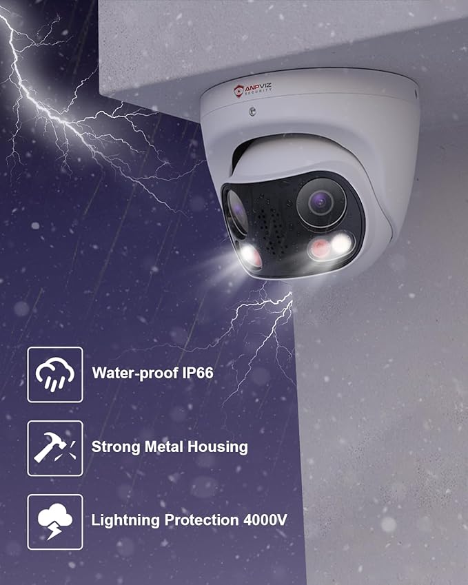 Anpviz 4K 8MP Dual Lens PoE IP Camera Outdoor, 180° Panoramic Security IP Camera, Smart Dual Light Color Night Vision, Human/Vehicle Detection, Two Way Audio, 512GB SD Slot, Full Metal IP66, NDAA