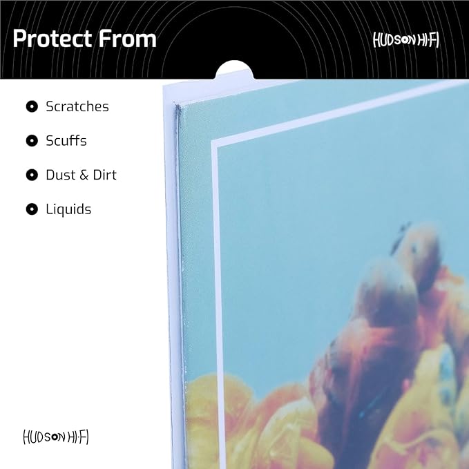 New - Hudson Hi-Fi Vinyl Record Outer Sleeve Covers - 50 Pack - Premium Crystal Clear Sleeves - Protect Your LP Albums from Scratches, Dirt & Dust - 3 Layers of 30µm Thick No-Acid Exterior Disc Cover