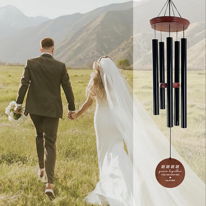 ASTARIN Personalized 20th 50th Anniversary Wind Chime, Happy Anniversary Wedding Valentine's Day Gift for Wife Husband Men Women Sister, Golden Anniversary Keepsake Decorations for Parents Couples