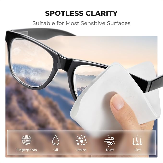 K&F CONCEPT 6 Pack Lens Cleaning Cloth | Microfiber Cleaning Cloth | Glasses Cleaning Cloths | Eyeglass Lens Cleaner | Eyeglasses, Camera Lens, VR/AR Headset, and Screen Cleaning | White & Grey