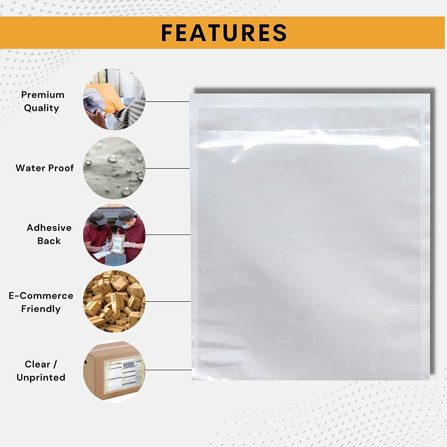 100 Pack 6"x9" Shipping Label Sleeves – Clear Self-Adhesive Packing Slip Pouches, Waterproof Packing List Envelopes – Ideal for Shipping Documents, Mailing Labels, Invoices & Packing Slips