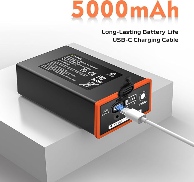 Edge Battery 2 Pack, 5000mAh Rechargeable Lithium-Ion Battery Pack with USB-C & Solar for Edge Series Cellular Trail Cameras for Edge, Edge Pro, Edge 2, Edge 2 Pro