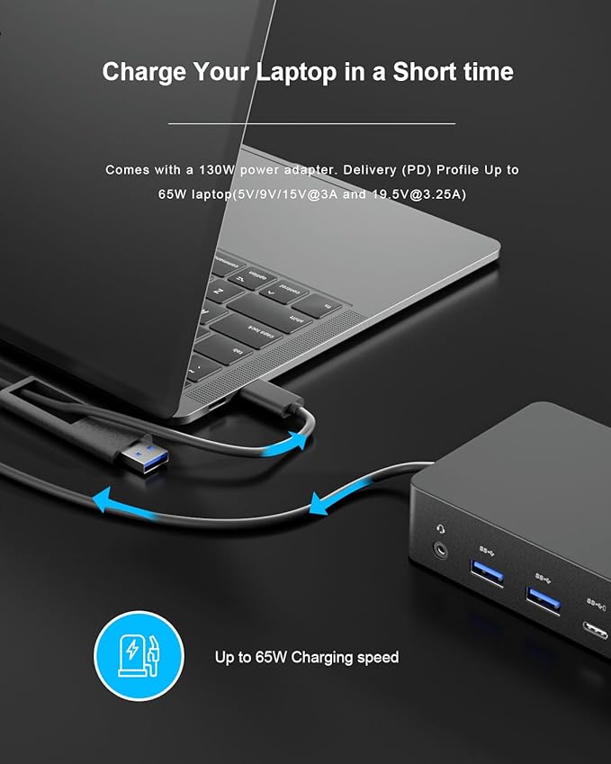 D6000 Universal Docking Station, Up to Triple 4K or Single 5K Display by USB-C, Compatibility with Windows and MacOS
