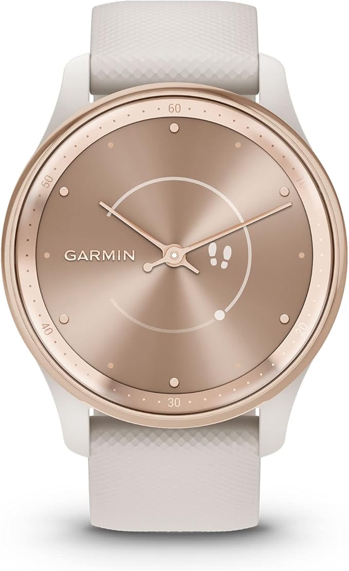Garmin Vivomove Trend, Stylish Hybrid Smartwatch, Long-Lasting Battery Life, Dynamic Watch Hands and Touchscreen Display, Ivory (Renewed), Adjustable