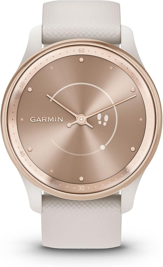 Garmin Vivomove Trend, Stylish Hybrid Smartwatch, Long-Lasting Battery Life, Dynamic Watch Hands and Touchscreen Display, Ivory (Renewed), Adjustable