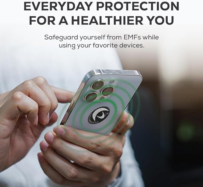 Pack of 6 EMF Stickers for Cell Phone- 5G Ready Harmonizer Stickers Proudly Made in USA for Cell Phones, Laptops or Tablets- EMF mega Shield for All Electronic Devices (Silver-Black)