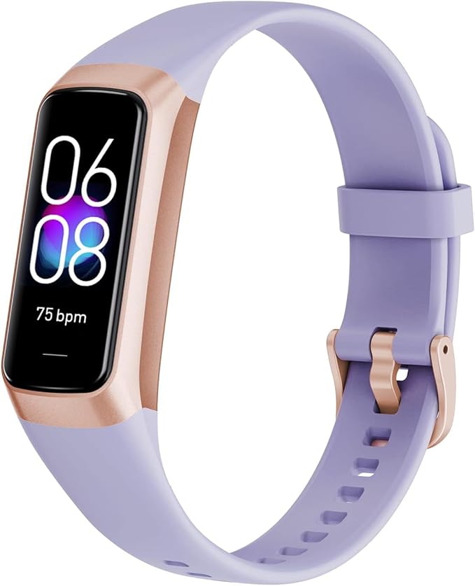 Fitness Tracker with 24/7 Blood Oxygen Heart Rate and Sleep Monitor,IP68 Waterproof,1.10''AMOLED Touch Color Screen,Step Counter Health Activity Trackers for Women Men (Purple)