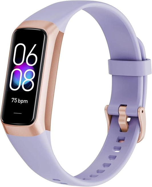 Fitness Tracker with 24/7 Blood Oxygen Heart Rate and Sleep Monitor,IP68 Waterproof,1.10''AMOLED Touch Color Screen,Step Counter Health Activity Trackers for Women Men (Purple)