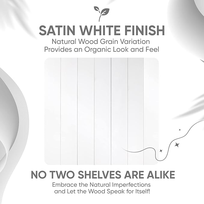 Homeforia White Floating Shelves 24 inch, High End Solid Real Wood 24inch Bathroom Floating Shelf for Wall Mounted, White Wooden 24in Floating Shelves, Heavy Duty Bracket, 24 X 6.5 X 1.75 in, Set of 2