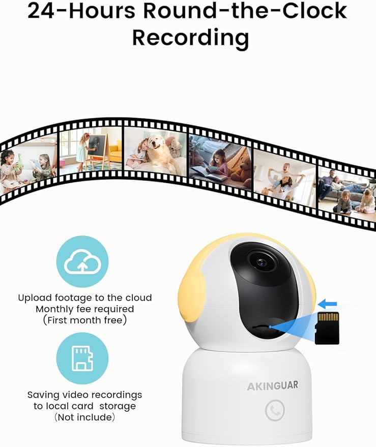 2K 3MP Indoor Security Camera, 5GHz/2.4GHz WiFi Camera,Security Camera for Home, 360°Pan Security Cameras with Motion Detection & One-Touch Call, Night Vision, Compatible with Alexa, Yellow