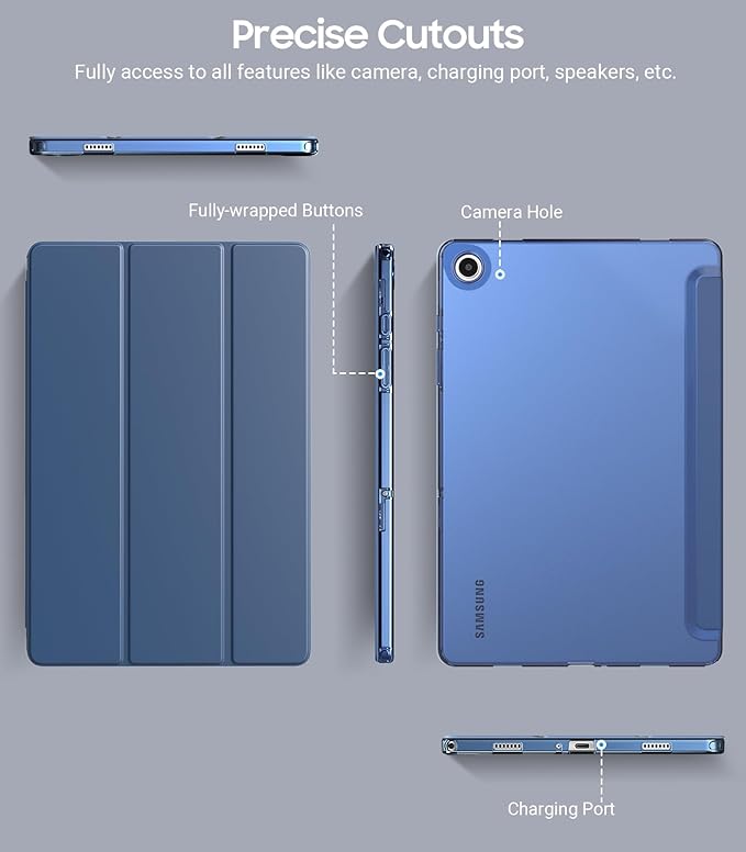 TiMOVO Case for Samsung Galaxy Tab A9+/A9 Plus 11" 2023, Slim Soft TPU Translucent Frosted Back Protective Cover for Galaxy Tab A9+ Tablet SM-X210/X216/X218, Auto Wake/Sleep, Navy Blue