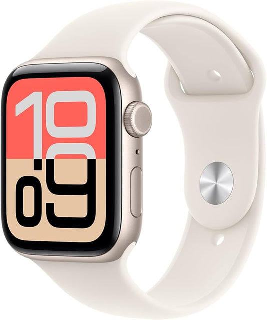 Apple Watch SE 3 [GPS + Cellular 44mm] Smartwatch with Starlight Aluminum Case with Starlight Sport Band - M/L. Fitness and Sleep Trackers, Heart Rate Monitor, Always-On Display, Water Resistant