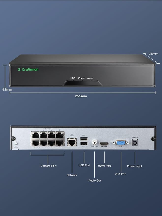 8CH PoE NVR with 4K HDMI Output, H.265, Supports 8TB HDD, ONVIF, Smart Detection, for CCTV Security Camera