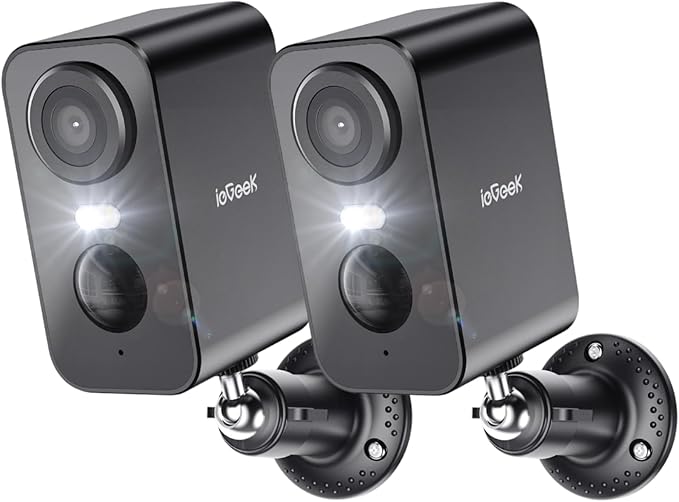 ieGeek Security Cameras Wireless Outdoor 2-Pack, 2K WiFi Surveillance Camera for Home Security, Battery Powered Security Cameras with Siren & Spotlight, AI Detection, IP65 Waterproof, Works with Alexa