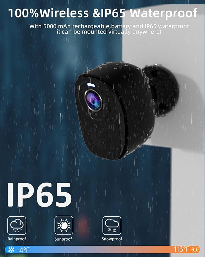 ELECCTV 5G/2.4G WiFi Security Cameras Wireless Outdoor, 2K 5G Security Camera with AI Motion Detection, Color Night Vision, Siren, IP65, 2-Way-Audio, Support Alexa&Google Assistant, Cloud/SD (2)