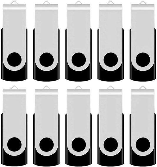 Aiibe 4GB Flash Drive Bulk 4GB USB Flash Drive Thumb Drives 10 Pack USB 2.0 Memory Stick Jump Drive Zip Drives Swivel Keychain Design (Black)