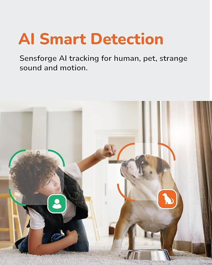 Sensforge 2.5K White Indoor Pan-Tilt Dome Security Camera (2-Pack), AI Human & Pet Detection, 360° Coverage, Two-Way Audio, Dual-Band Wi-Fi (2.4G/5G), 64GB SD Card Included, No Monthly Fees